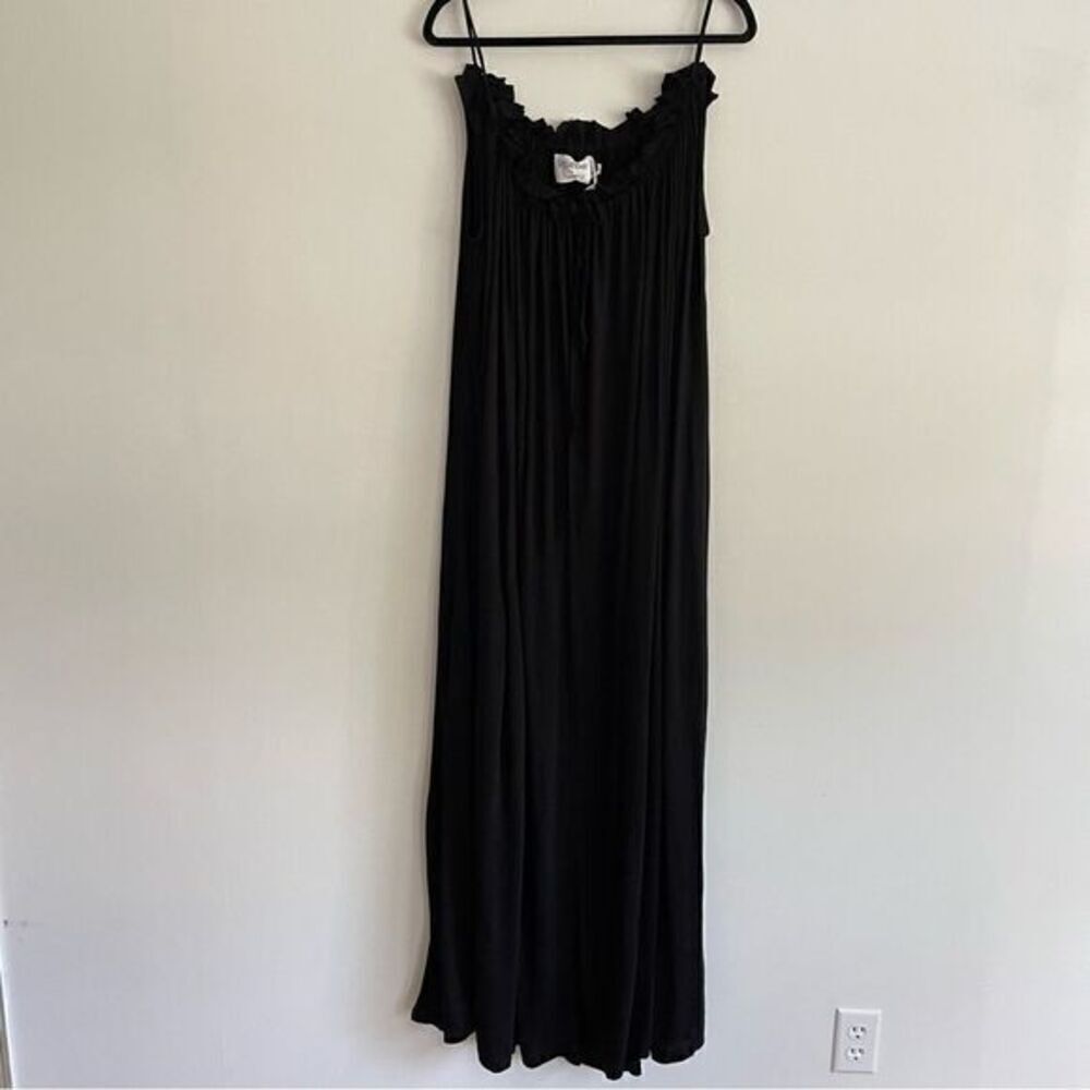 Verandah By Vina Black Smocked Viscose Beach Maxi Dress Women’s L/XL/2X